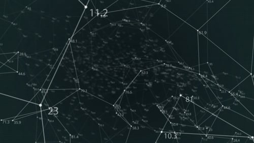 Futuristic Data Network with Flowing Numbers Animation