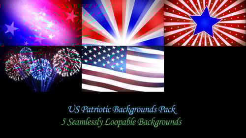 Seamlessly Looping American Flag Stars and Fireworks Backgrounds