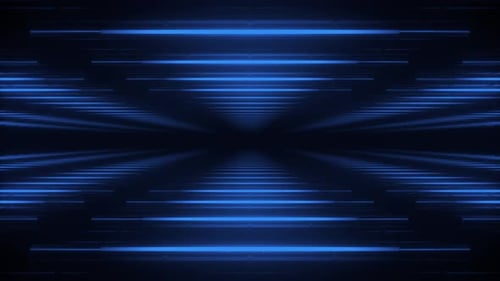 Futuristic Neon Blue Grid Tunnel Loop Background