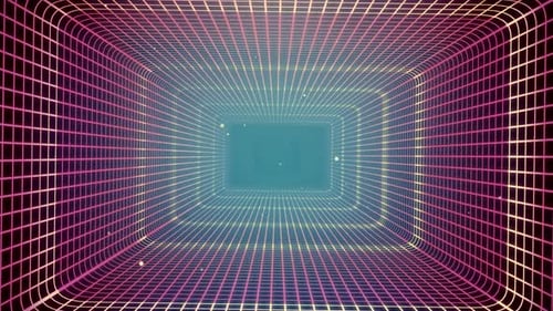 Grid Tunnel Rectangle Light Retro 02 HD