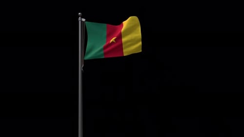 Waving Cameroon National Flag Loop with Alpha Channel