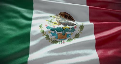 Realistic Waving Flag of Mexico with Textured Fabric Loop