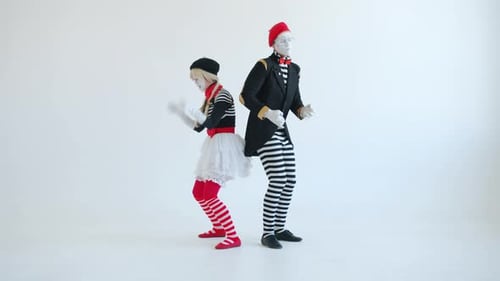 Two Mimes Acting in Studio