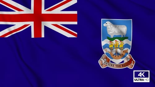 Falkland Islands National Flag Waving Loop Animation