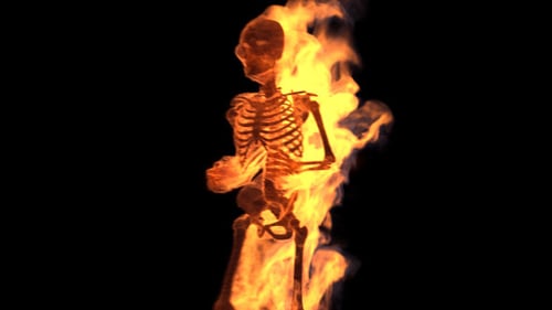 Burning Skeleton Walk Cycle Alpha Channel Transition