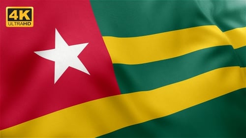 Togo National Flag Waving in Realistic Fabric Loop