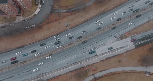 Freeway Cars and Trucks on Road Traffic on Highway
