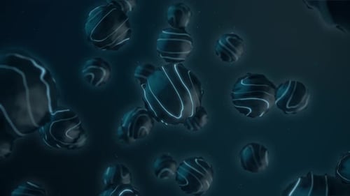 Dynamic Abstract Glowing Blue Spheres Floating Background Loop