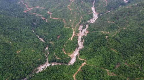 Aerial view mud at highland