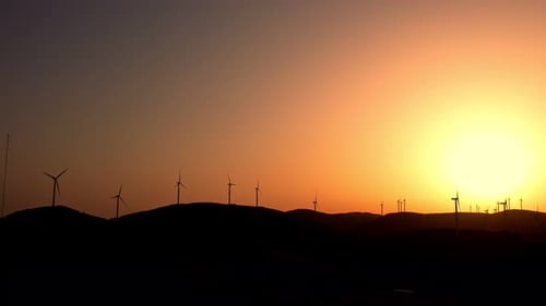 Windmills at Sunset in the Mountains