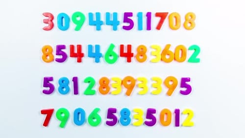 Animated Video of Numbers on White Background