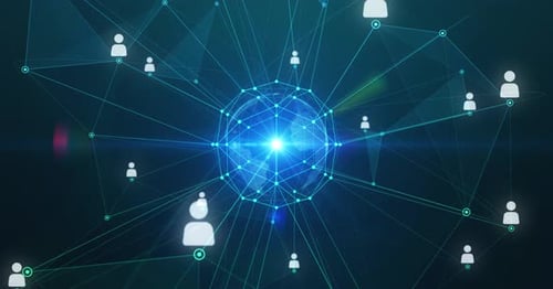 Global Digital Network Connecting People Icons Animation