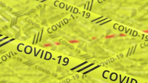 Warning Tapes with COVID19 and LOCKDOWN Text