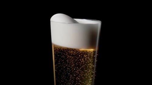 Refreshing Beer with Thick White Head in Glass