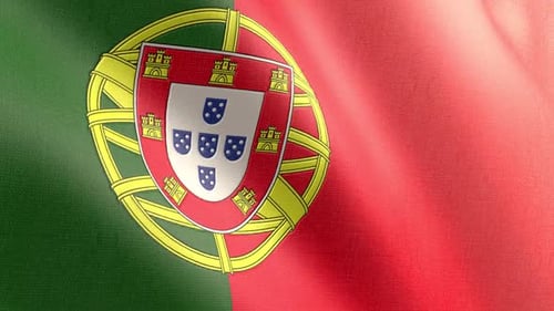 Portugal National Flag Waving Animation Loop