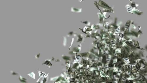 1.000.000 Dollar. Geld-Explosion. 3D-Animation