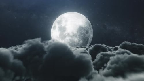 Full Moon Above Rolling Night Clouds Motion Background