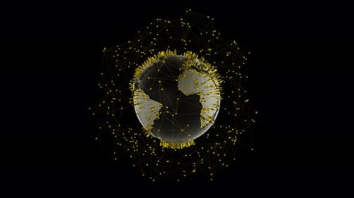 Global Network Earth Animation with Connecting Data Points