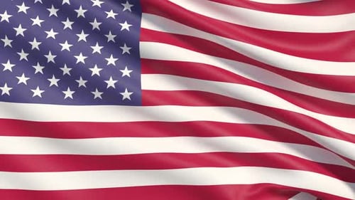United States of America Flag Waving in Wind Loop