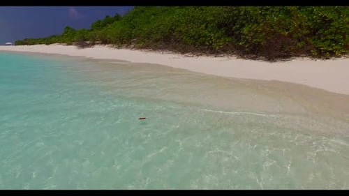 Aerial drone view travel of luxury coast beach journey by aqua blue water and white sand background