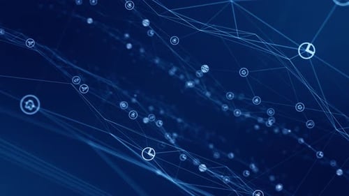 Futuristic Technology Network Background with Dynamic Animated Icons