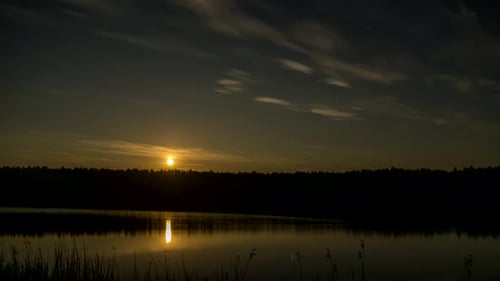 Super Moon 2020 Above the Forest and Lake