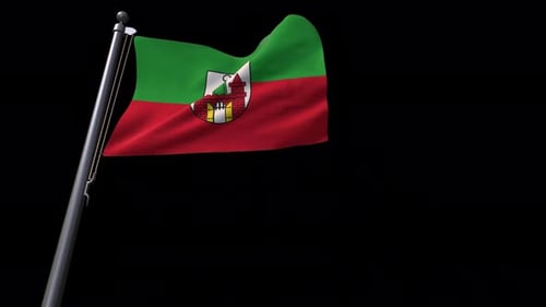 Waving City Flag with Coat of Arms Loop Animation