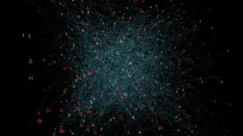 Virtual Numbers Data Cloud Flow Stream-Grafik auf schwarzem Hintergrund