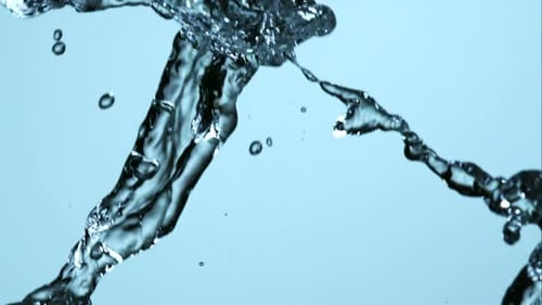 Abstract Water Streams Flowing on Light Blue Backdrop