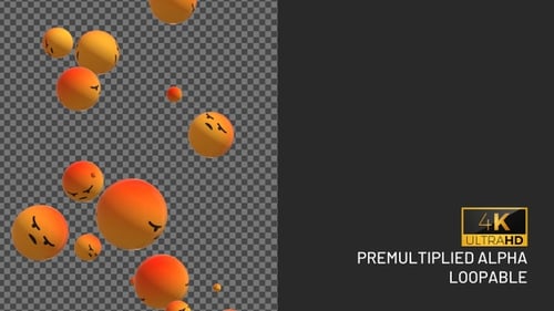 Animated 3D Angry Emoji Spheres Floating Loop