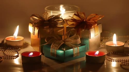 Gift Boxes and Candles for a Warm Celebration