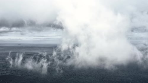 Thick Fog Covering the Area and Sea Water From Below