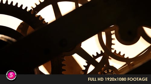 Intricate Clock Gears Turning in Dark Silhouette