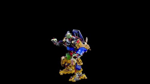 Dancing Robot Character Animation on Black Background