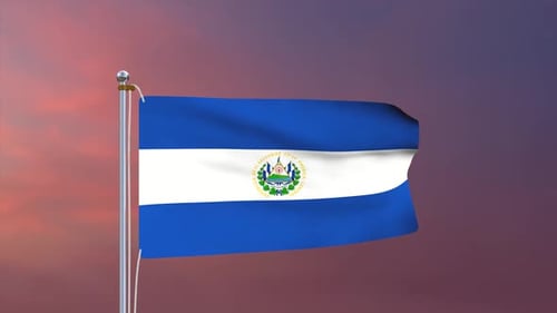 El Salvador Flag Waving Realistic Loop