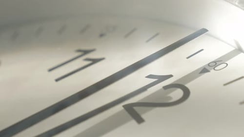 Analog clock needles slow moving and showing time on the wall 4K 2160p UHD footage - Clock needles