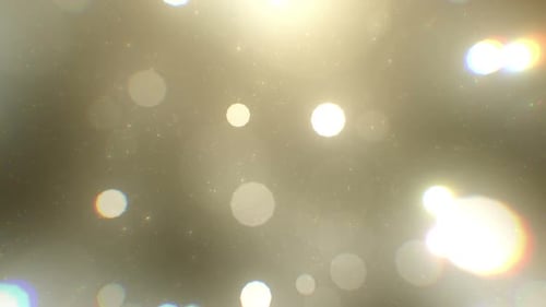 Golden Bokeh Lights Particles Moving Festive Abstract Background