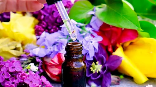 Essential Oil Being Dropped into a Small Bottle