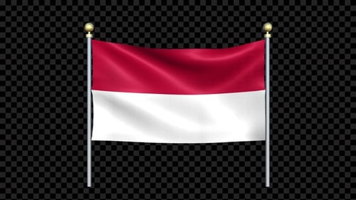 Waving Indonesian Flag on Desk Poles with Transparent Background