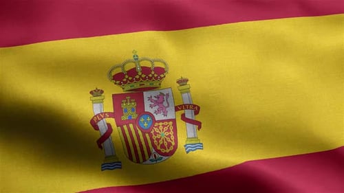 Realistic Waving Flag of Spain with Detailed Fabric Texture
