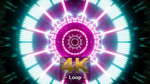 Retro Neon Lights VJ Tunnel 4K