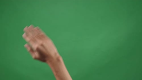 Hand Flick Of Left On Green Screen Background