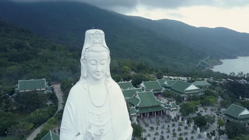 Bird Eye Flight Huge Buddha Statue in Religious Complex
