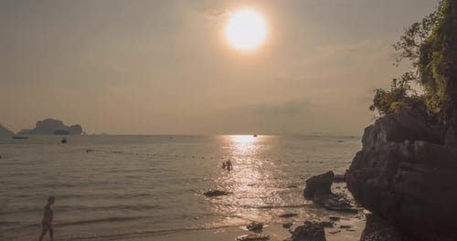 Time-lapse of Light Rays Over the Sea or Ocean at Sunset