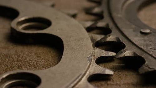 Close Up of Worn Metallic Machine Gears