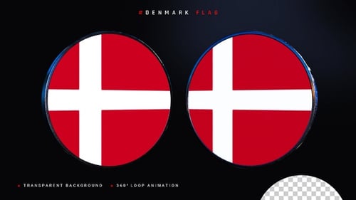 3D Glossy Spinning Flag of Denmark