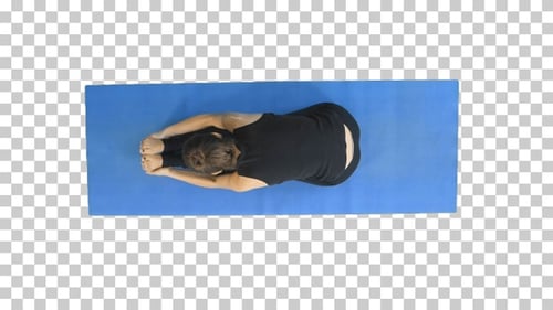 Shoot of young caucasian gymnast when she warming up, Alpha Channel