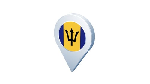 Animated 3D Barbados Flag Map Pin Location Icon