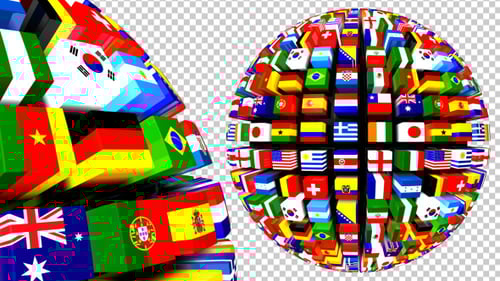 3D Rotating Globe of National Flags