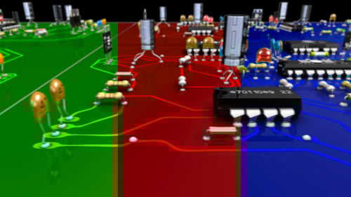 Animated Electronic Circuit Board with Dynamic Glowing Paths
